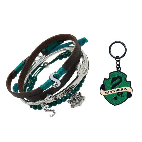 Harry Potter Slytherin 4 Pack Friendship Bracelets and Keychain Gift Set - Picture 1 of 5
